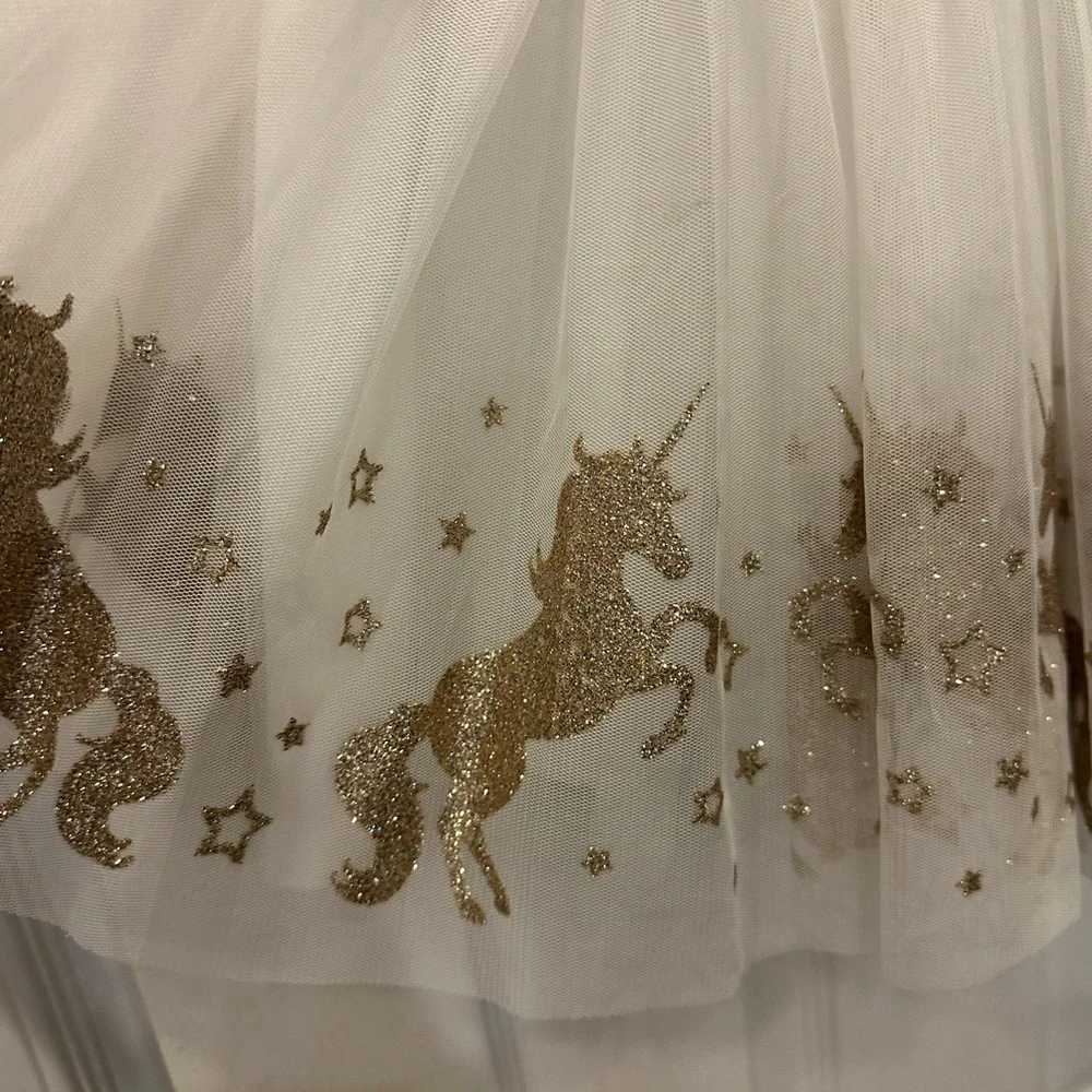 Zunie denim and white tulle with gold accents party dress - size 6 - Picture 6 of 6